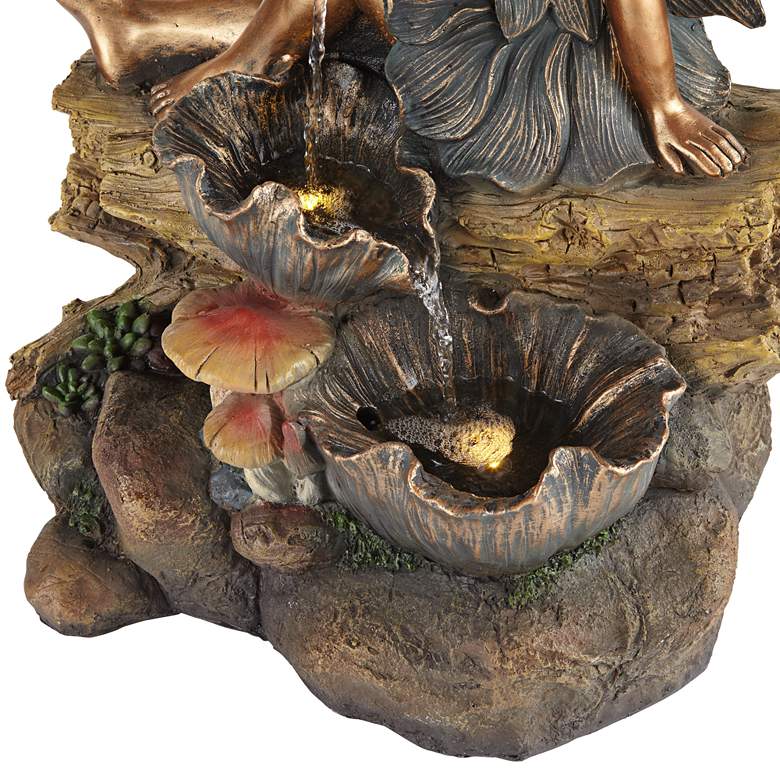 Bronze Garden Fairy 22 inch High Fountain with LED Light more views