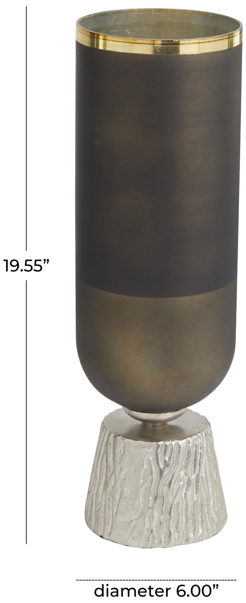 Image 7 Bronze Glass Contemporary Candle Holder, 6" x 6" x 20" more views
