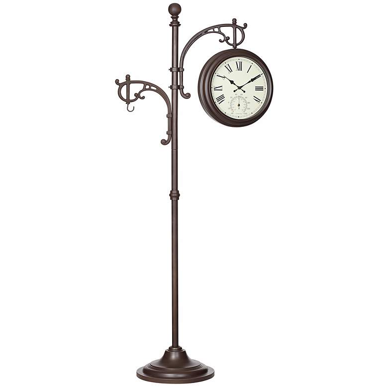 Image 1 Bronze Indoor and Outdoor 6 Foot Adjustable Floor Clock