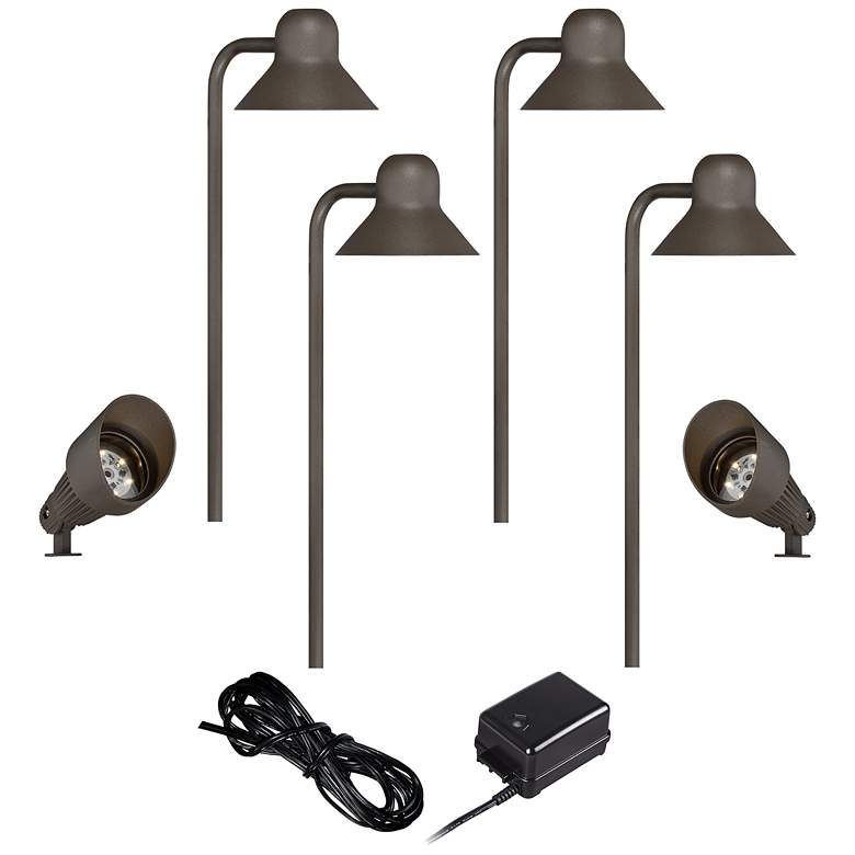 Image 1 Bronze LED Path and Spot Light Kit with Transformer and Cable