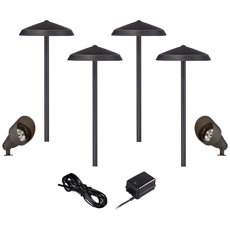 Image 1 Bronze LED Spot and Dome Path Light Landscape Kit