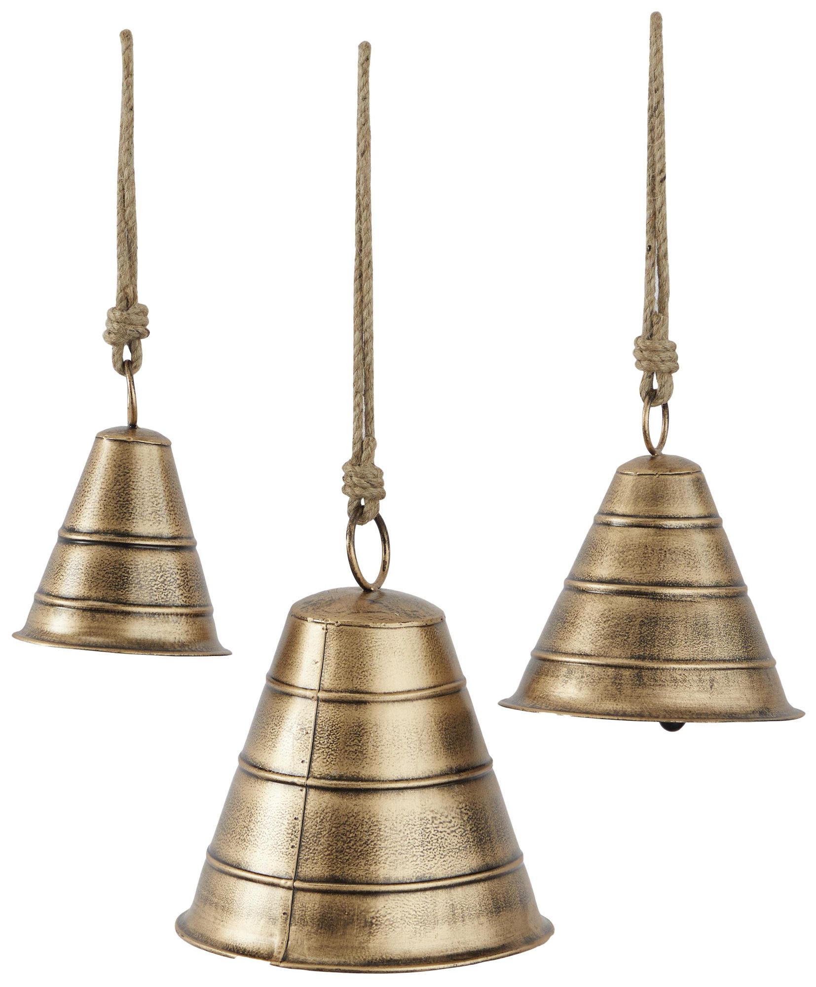 Image 6 Bronze Metal Bohemian Decorative Cow Bells, S/3 10", 8", 5"H more views