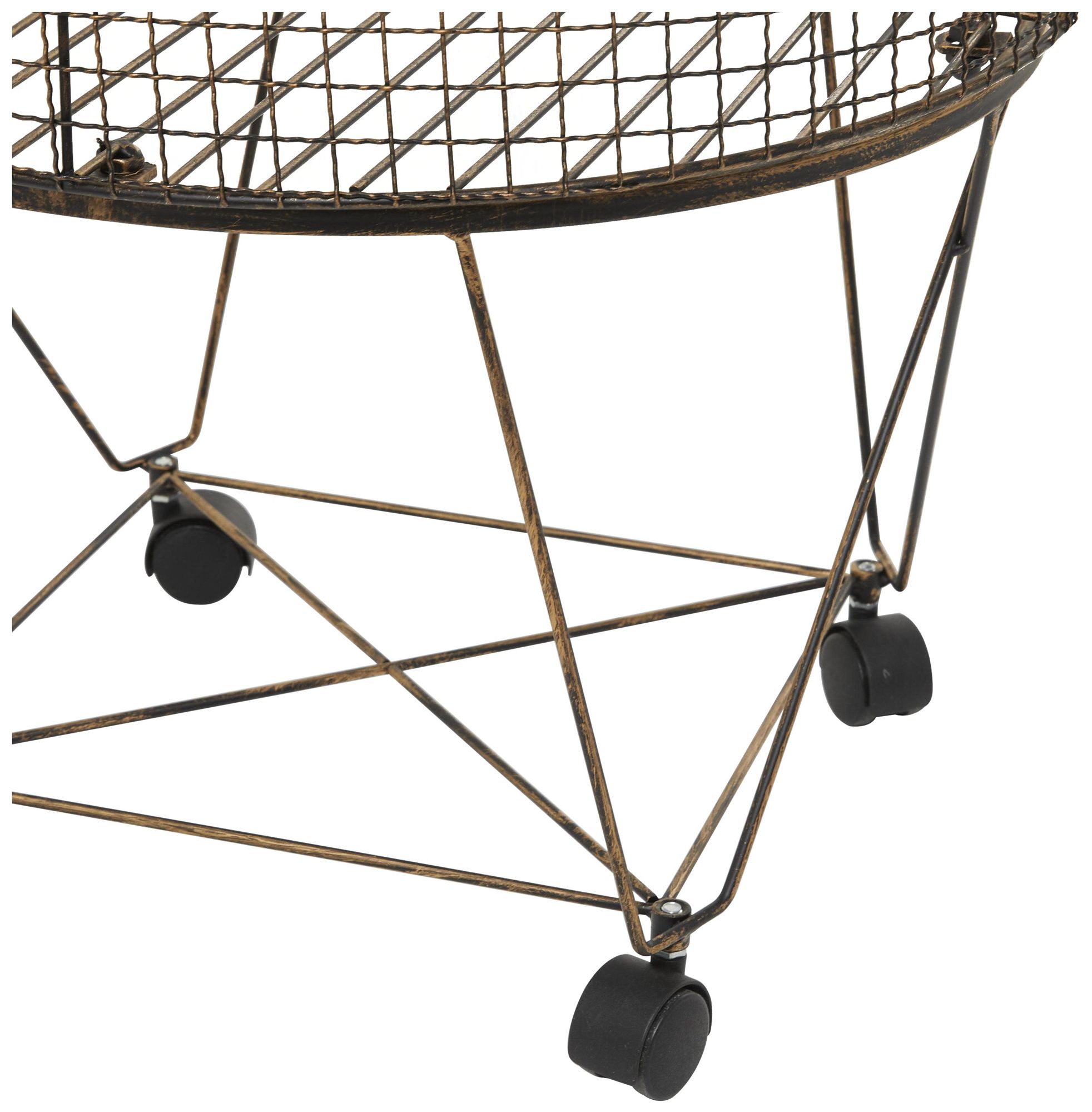 Image 3 Bronze Metal Farmhouse Storage Cart, 20" x 20" x 28" more views