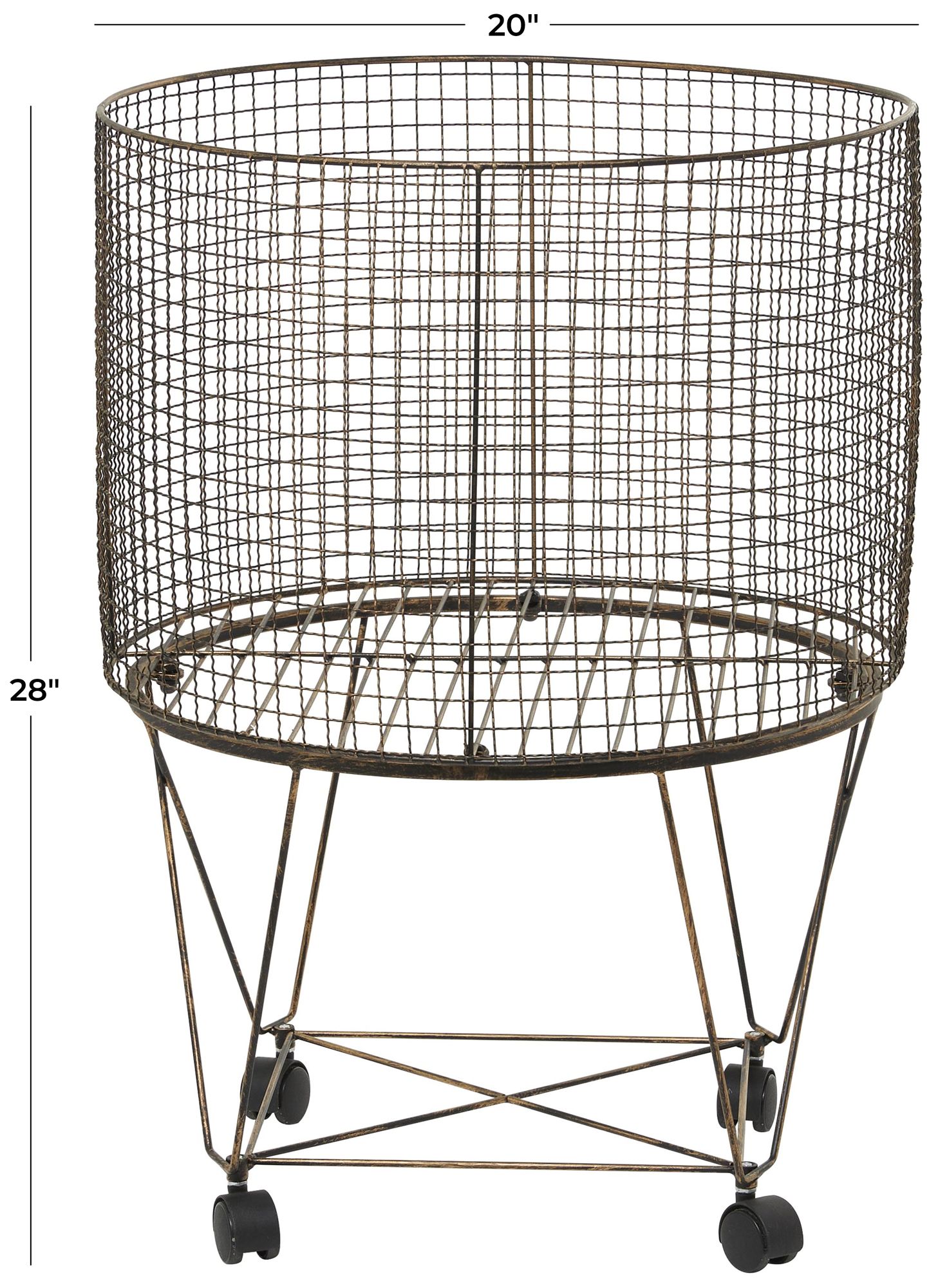 Image 6 Bronze Metal Farmhouse Storage Cart, 20" x 20" x 28" more views