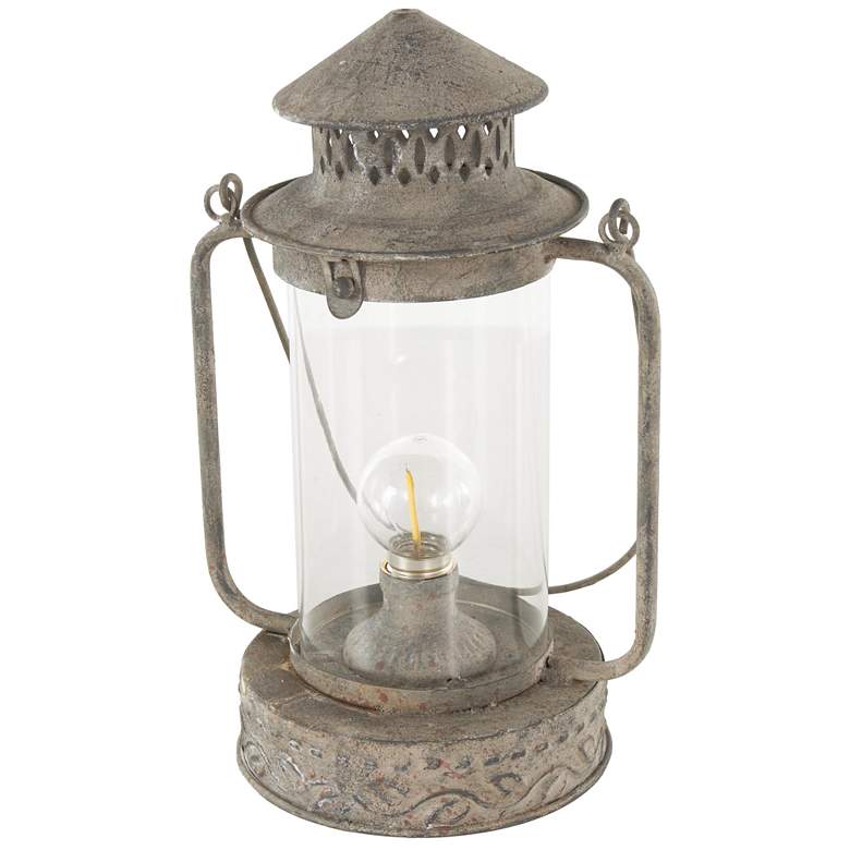 Image 1 Bronze Metal Rustic Candle Lantern, 8" x 6" x 12"