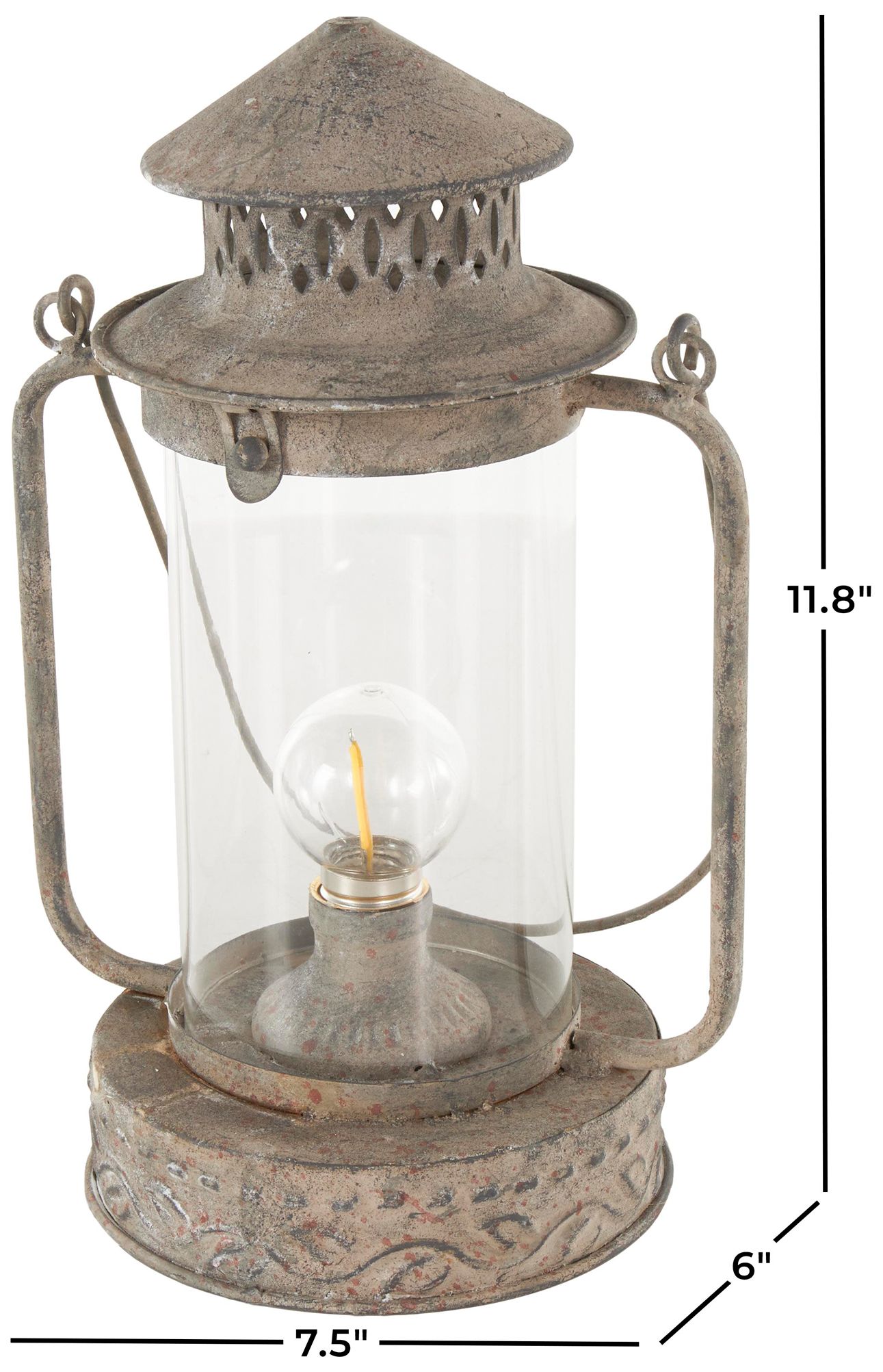 Image 7 Bronze Metal Rustic Candle Lantern, 8" x 6" x 12" more views