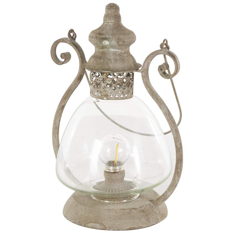 Image 1 Bronze Metal Rustic Candle Lantern, 9" x 8" x 12"