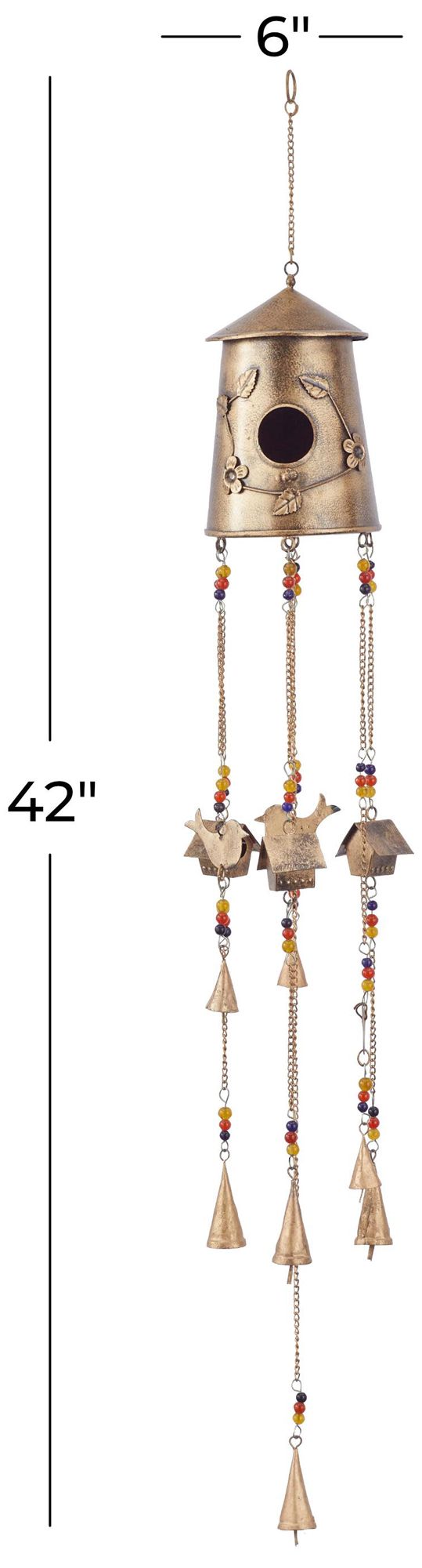 Image 7 Bronze Metal Rustic Windchime, 7" x 5" x 41" more views