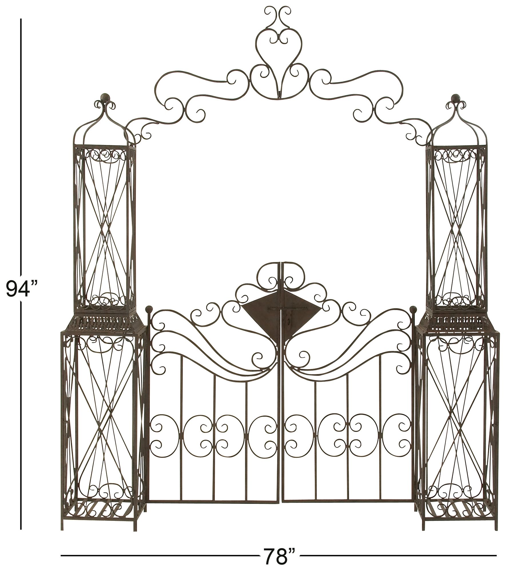 Image 6 Bronze Metal Traditional Garden Arbor, 78" x 14" x 94" more views