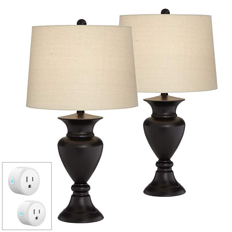 Image 1 Bronze Metal Urn Table Lamps Set of 2 with WiFi Smart Sockets