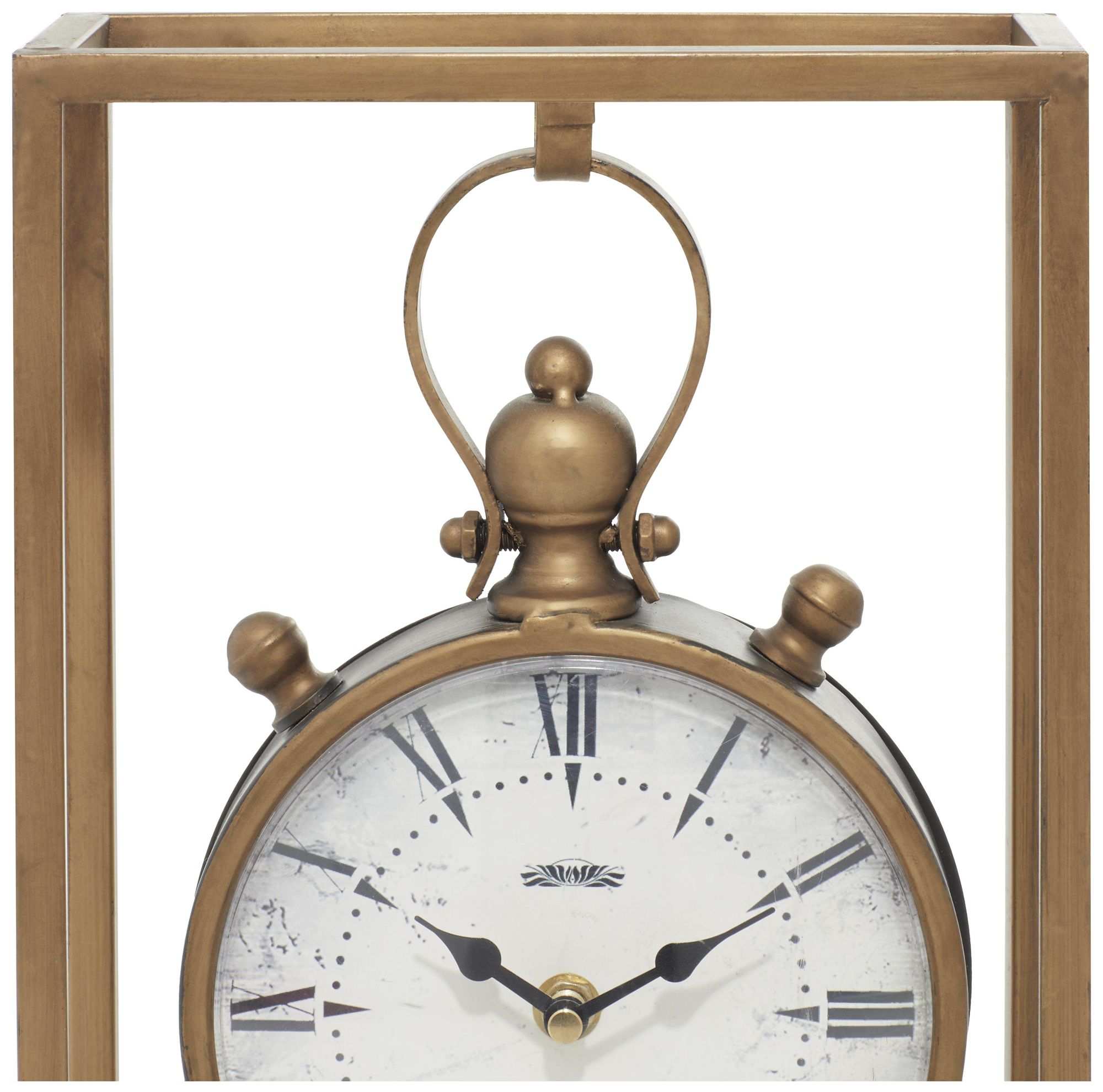 Image 2 Bronze Metal Vintage Clock, 9" x 4" x 13" more views