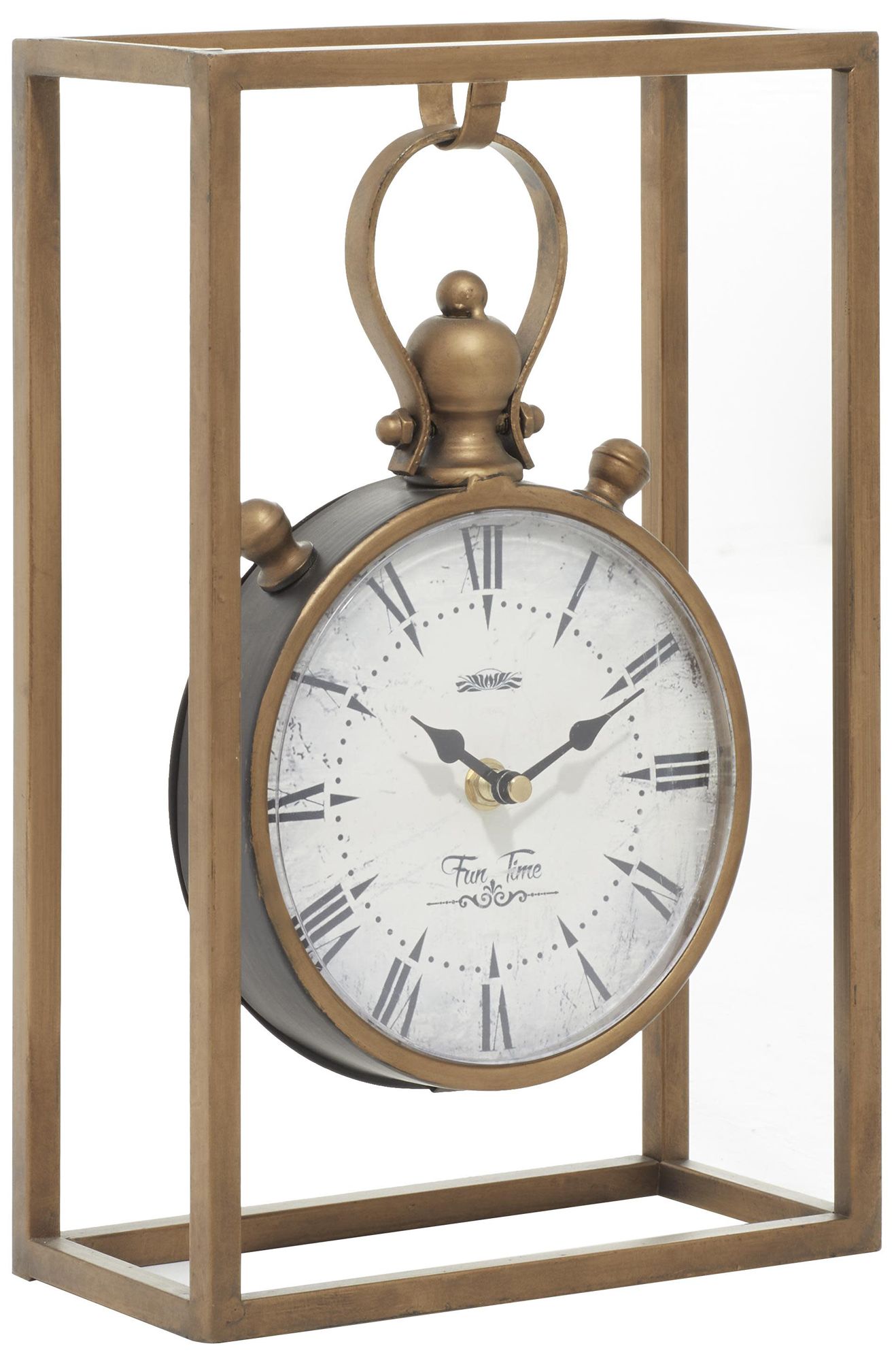 Image 6 Bronze Metal Vintage Clock, 9" x 4" x 13" more views