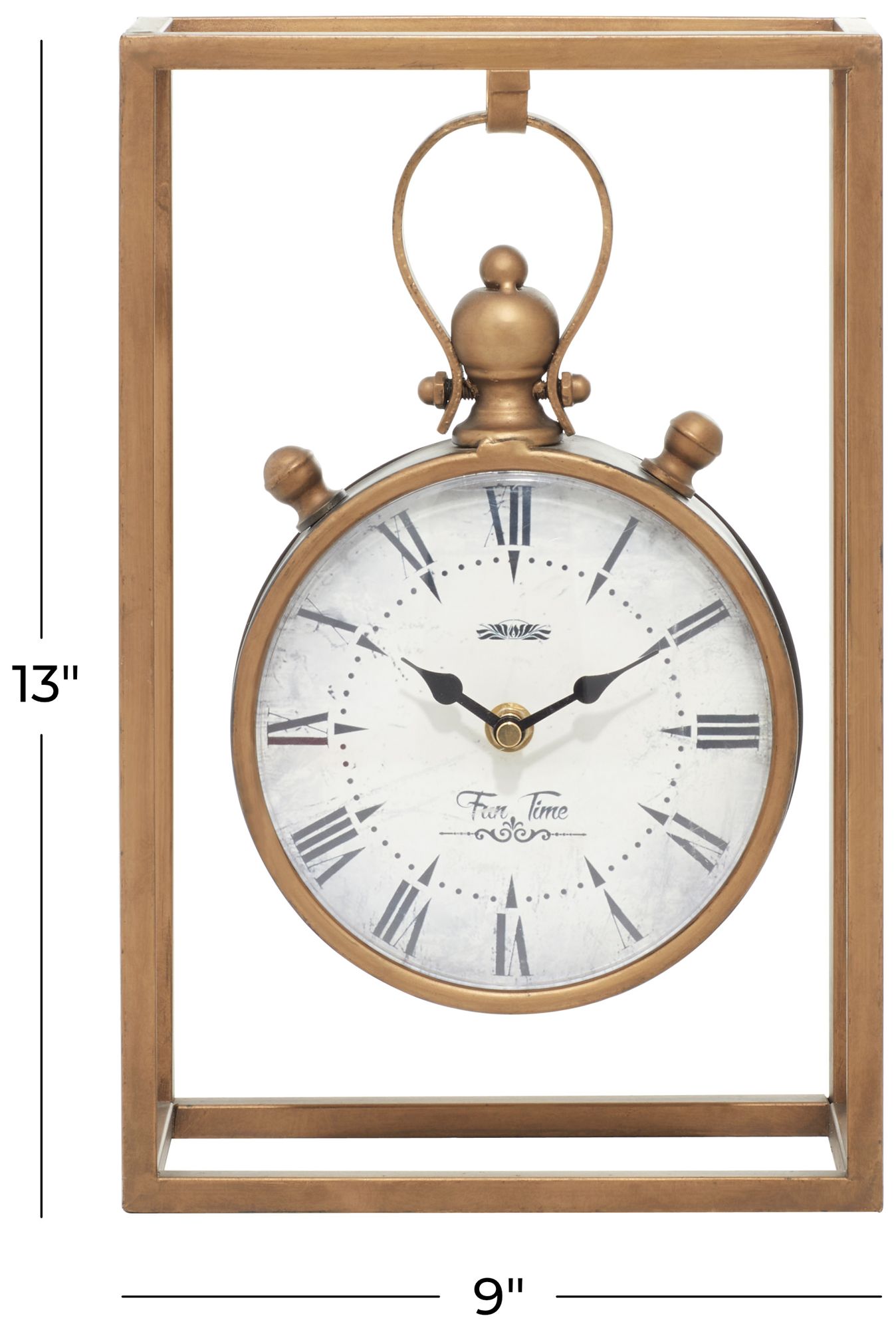 Image 7 Bronze Metal Vintage Clock, 9" x 4" x 13" more views