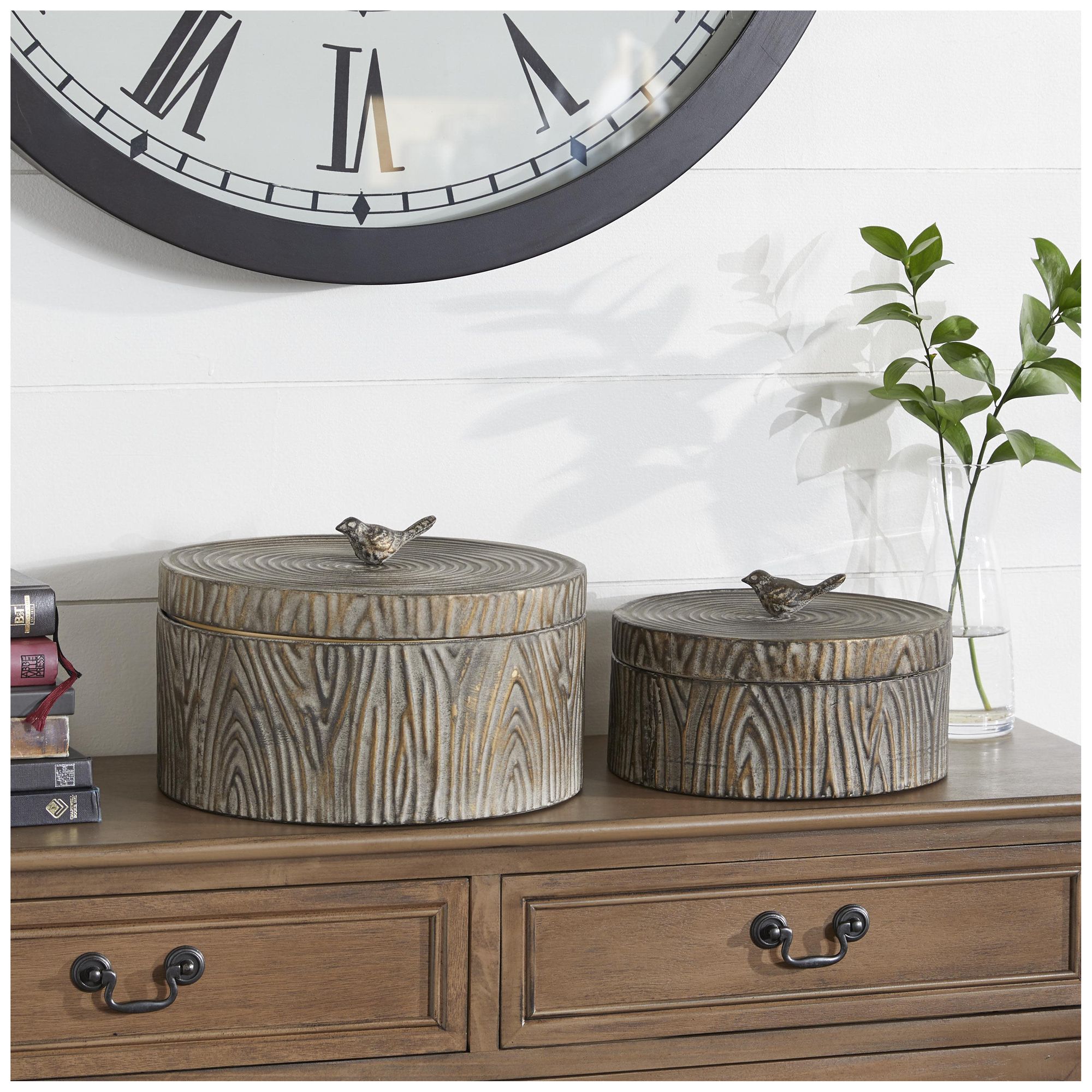 Image 4 Bronze Metal Vintage Decorative Jars, S/2 7", 6"H more views