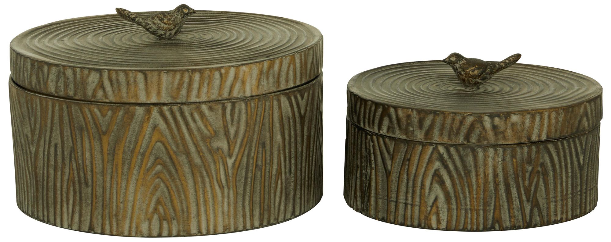 Image 5 Bronze Metal Vintage Decorative Jars, S/2 7", 6"H more views
