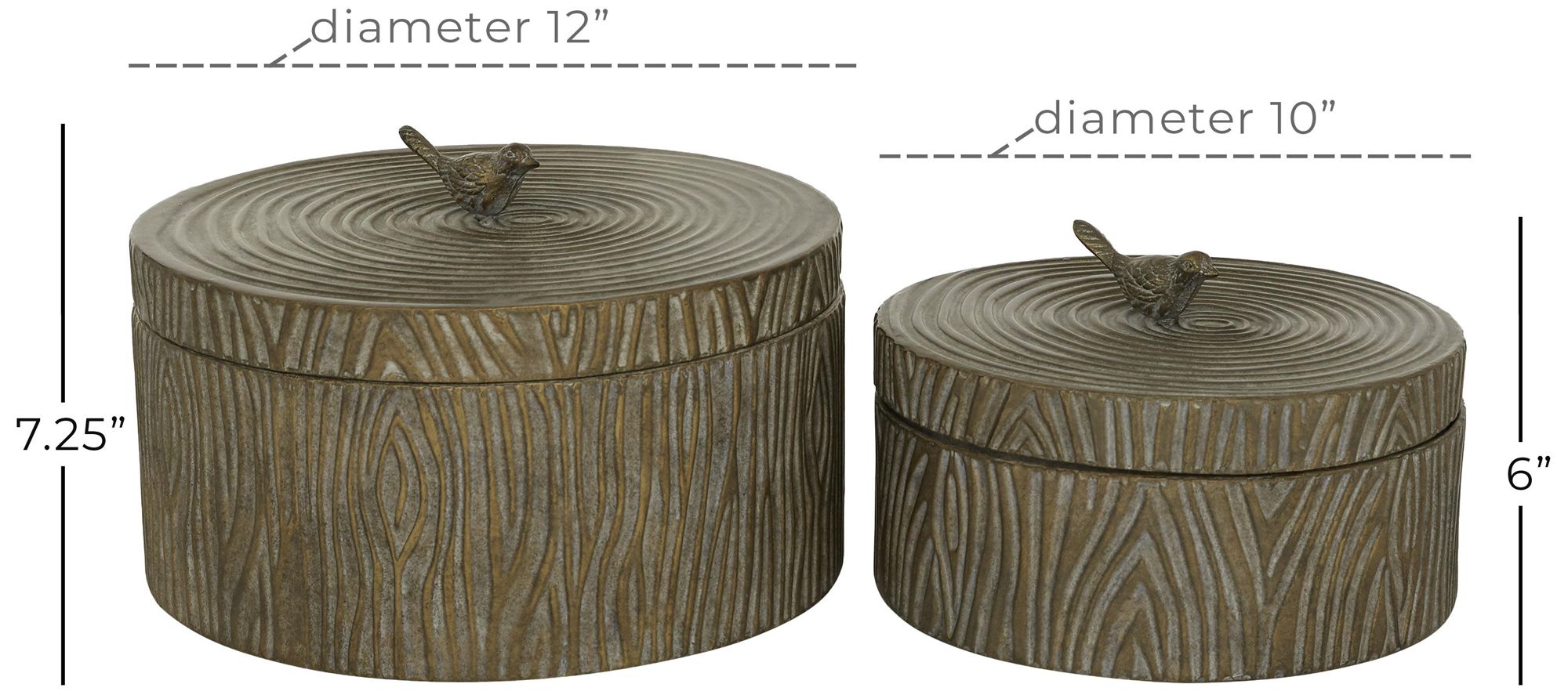 Image 6 Bronze Metal Vintage Decorative Jars, S/2 7", 6"H more views