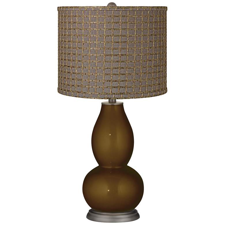 Image 1 Bronze Metallic Brown Tan Weave Shade Double Gourd Lamp
