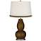 Bronze Metallic Double Gourd Table Lamp with Wave Braid Trim