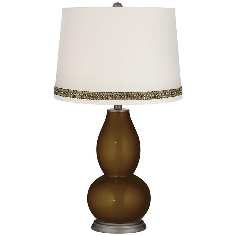 Image 1 Bronze Metallic Double Gourd Table Lamp with Wave Braid Trim