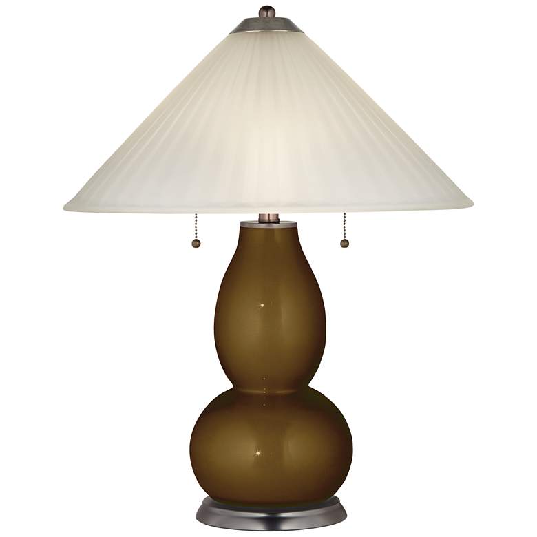 Image 1 Bronze Metallic Fulton Table Lamp with Fluted Glass Shade