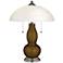 Bronze Metallic Gourd-Shaped Table Lamp with Alabaster Shade