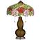 Bronze Metallic Gourd Table Lamp with Rose Bloom Shade
