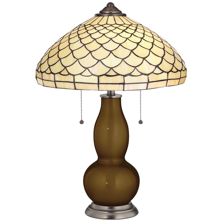 Image 1 Bronze Metallic Gourd Table Lamp with Scalloped Shade
