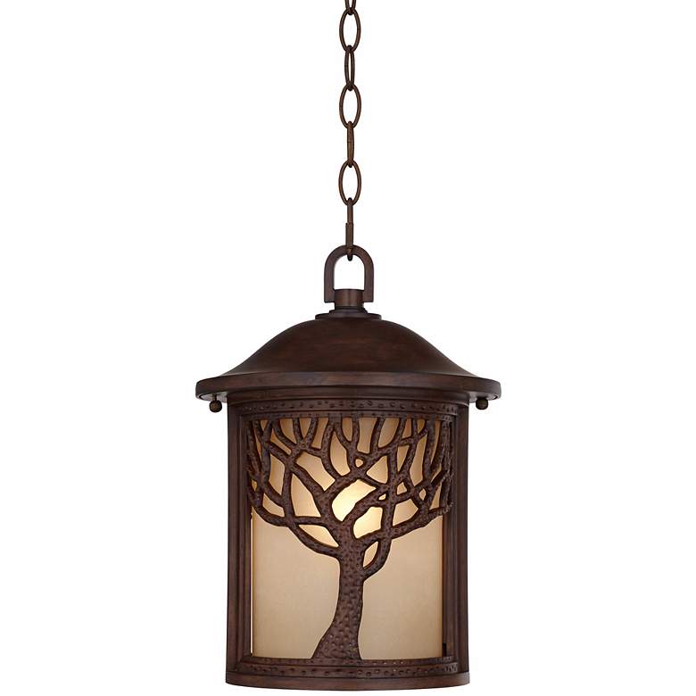 Image 1 Bronze Mission Style Tree 10 inch High Outdoor Hanging Light