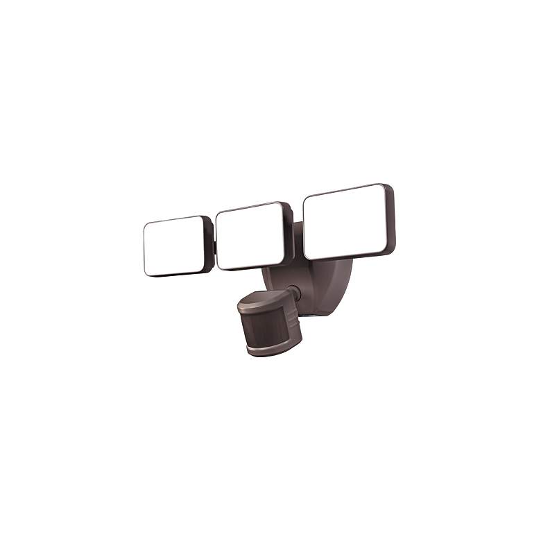 Image 1 Bronze  Motion Sensor 15 1/2 inch Wide 3-Head LED Outdoor Security Light