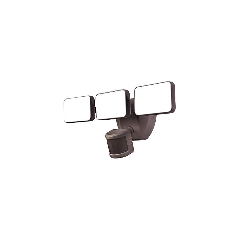 Image 1 Bronze Motion Sensor 15 1/2" Wide 3-Head LED Outdoor Security Light