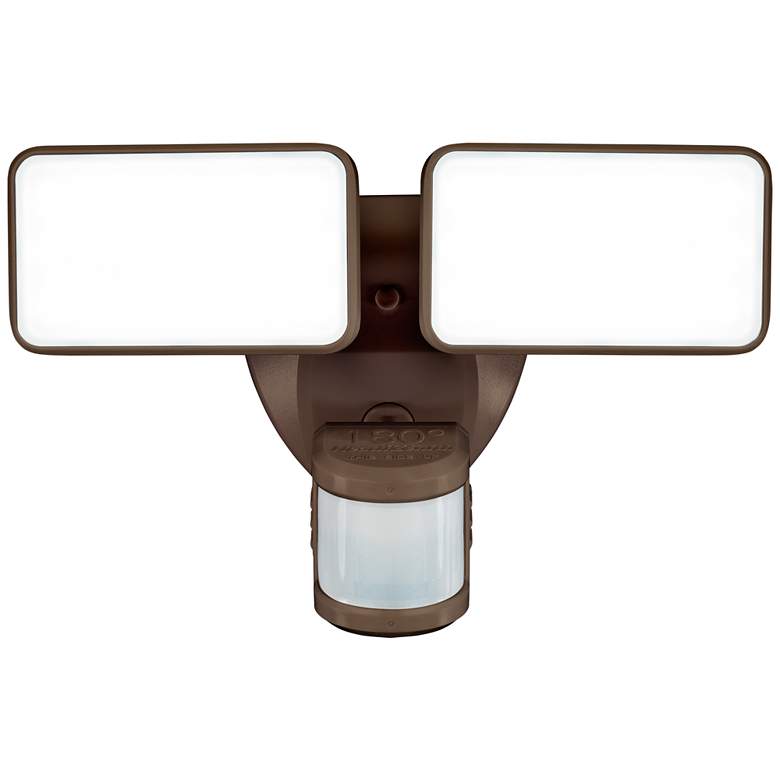 Image 1 Bronze Motion Sensor 8 1/2" Wide Adjustable 2-Head LED Security Light