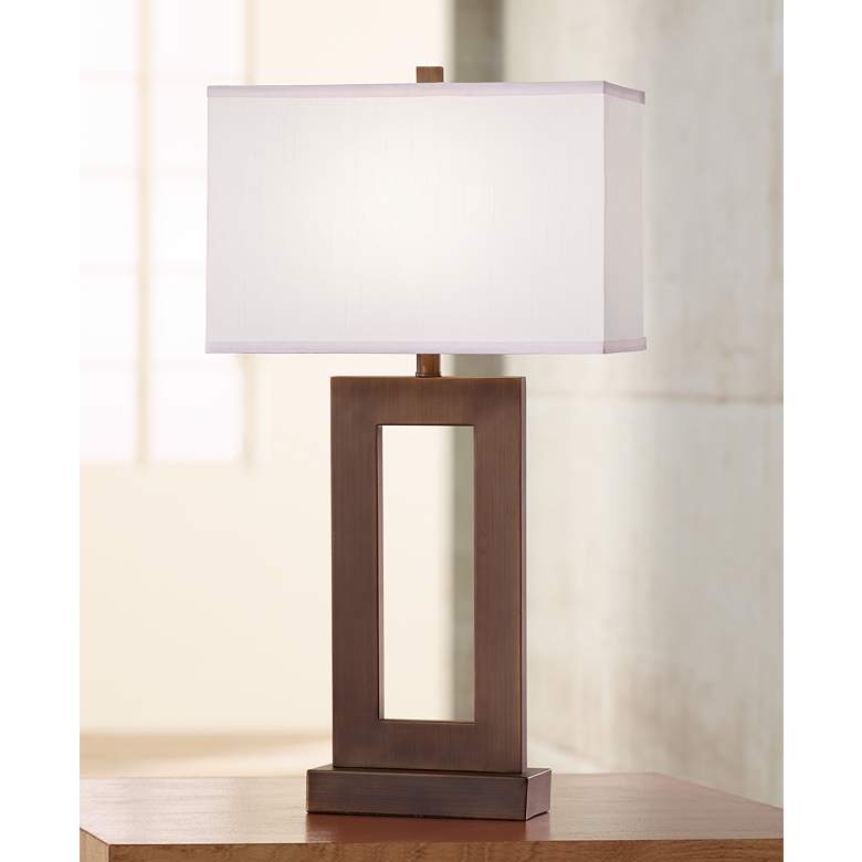 Image 1 Bronze Open Rectangle 30 inch High Table Lamp