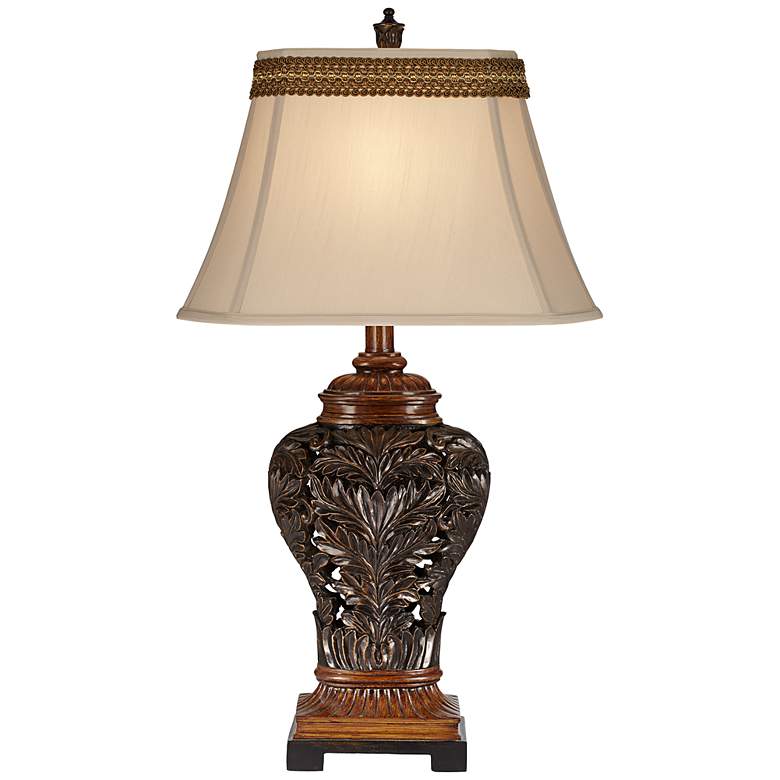 Image 1 Bronze Openwork Table Lamp with Florentine Scroll Trim