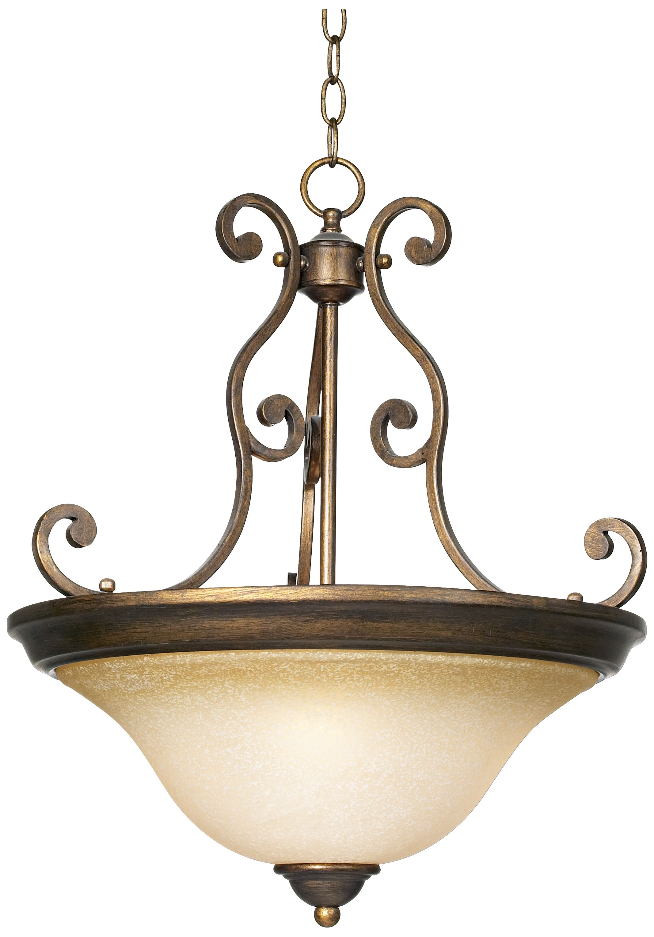 Bronze Over Iron 3-Light Bowl Pendant Light