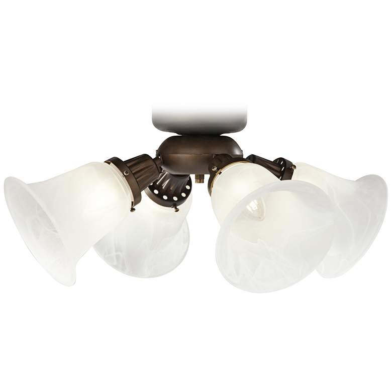 Image 1 Bronze Pull Chain Universal Ceiling Fan LED Light Kit Marbleized Shades