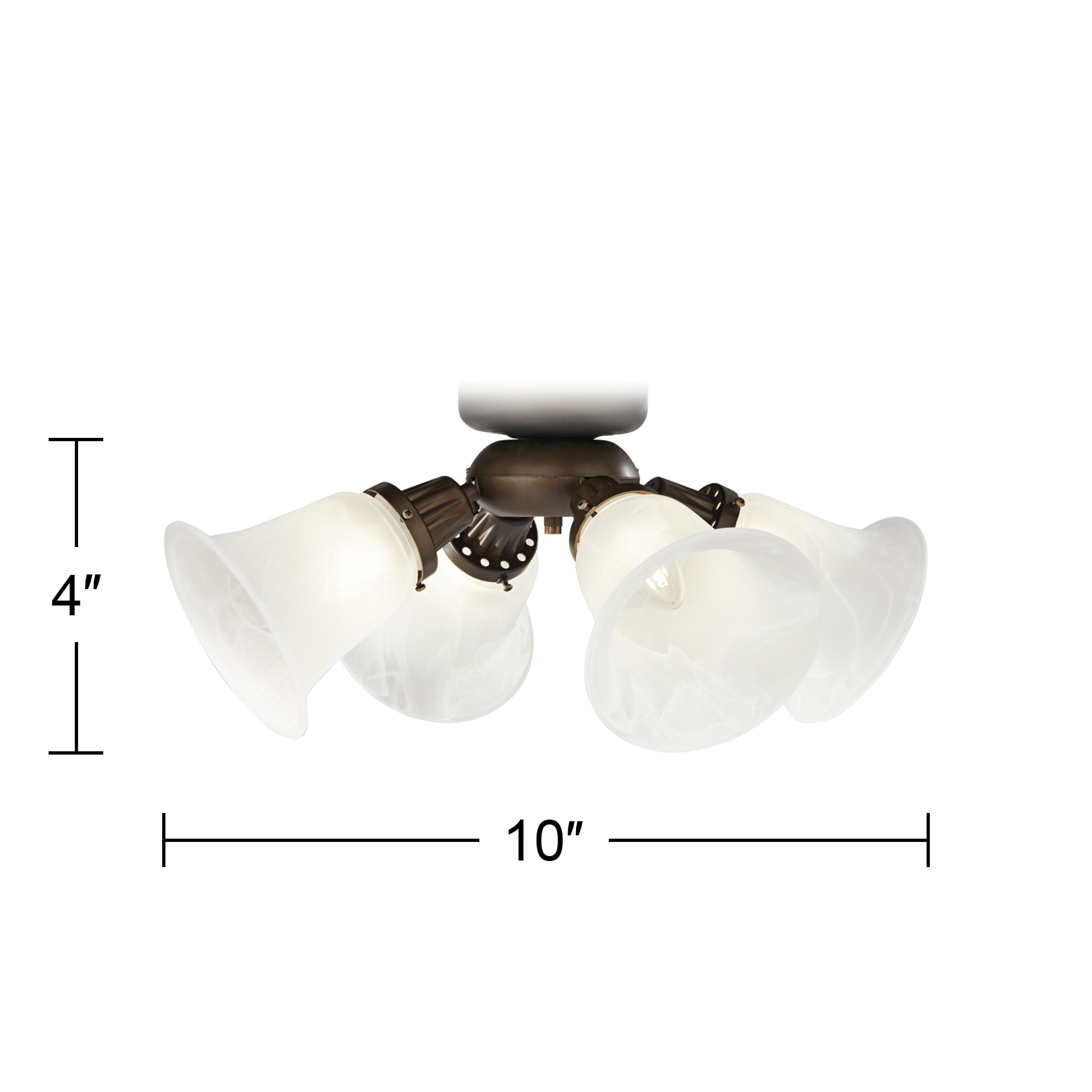 Image 2 Bronze Pull Chain Universal Ceiling Fan LED Light Kit Marbleized Shades more views