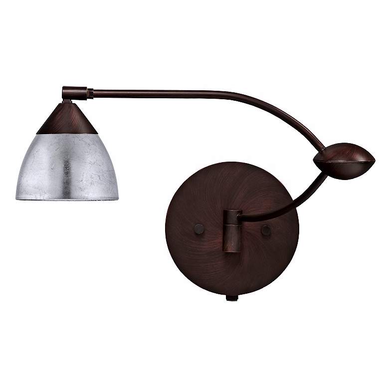 Image 1 Bronze Silver Foil 18 1/2 inch Plug-In Swing Arm Wall Light