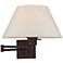 Bronze Swing Arm Wall Lamp with Oatmeal Fabric Empire Shade