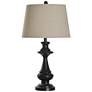 Bronze Table Lamp with Natural Linen Hardback Fabric Shade