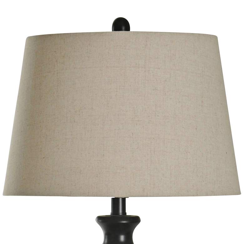 Image 2 Bronze Table Lamp with Natural Linen Hardback Fabric Shade more views