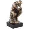 Bronze Thinker on a Rock 12" High Decorative Statue