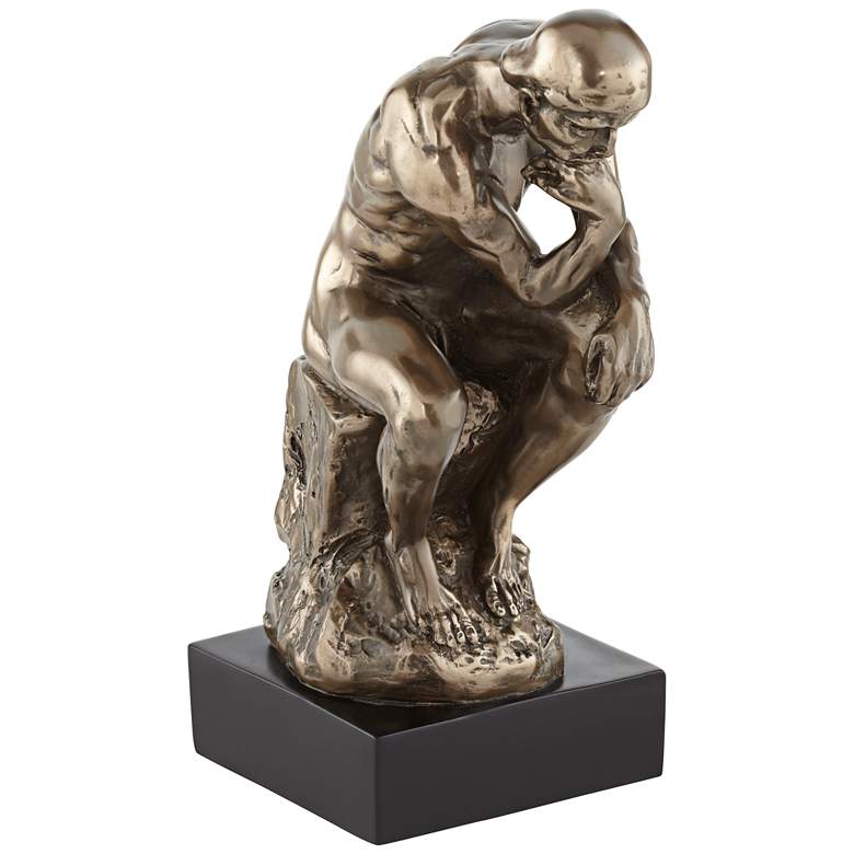 Image 1 Bronze Thinker on a Rock 12" High Decorative Statue