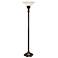 Bronze Torchiere Floor Lamp with Hexagonal Alabaster Shade