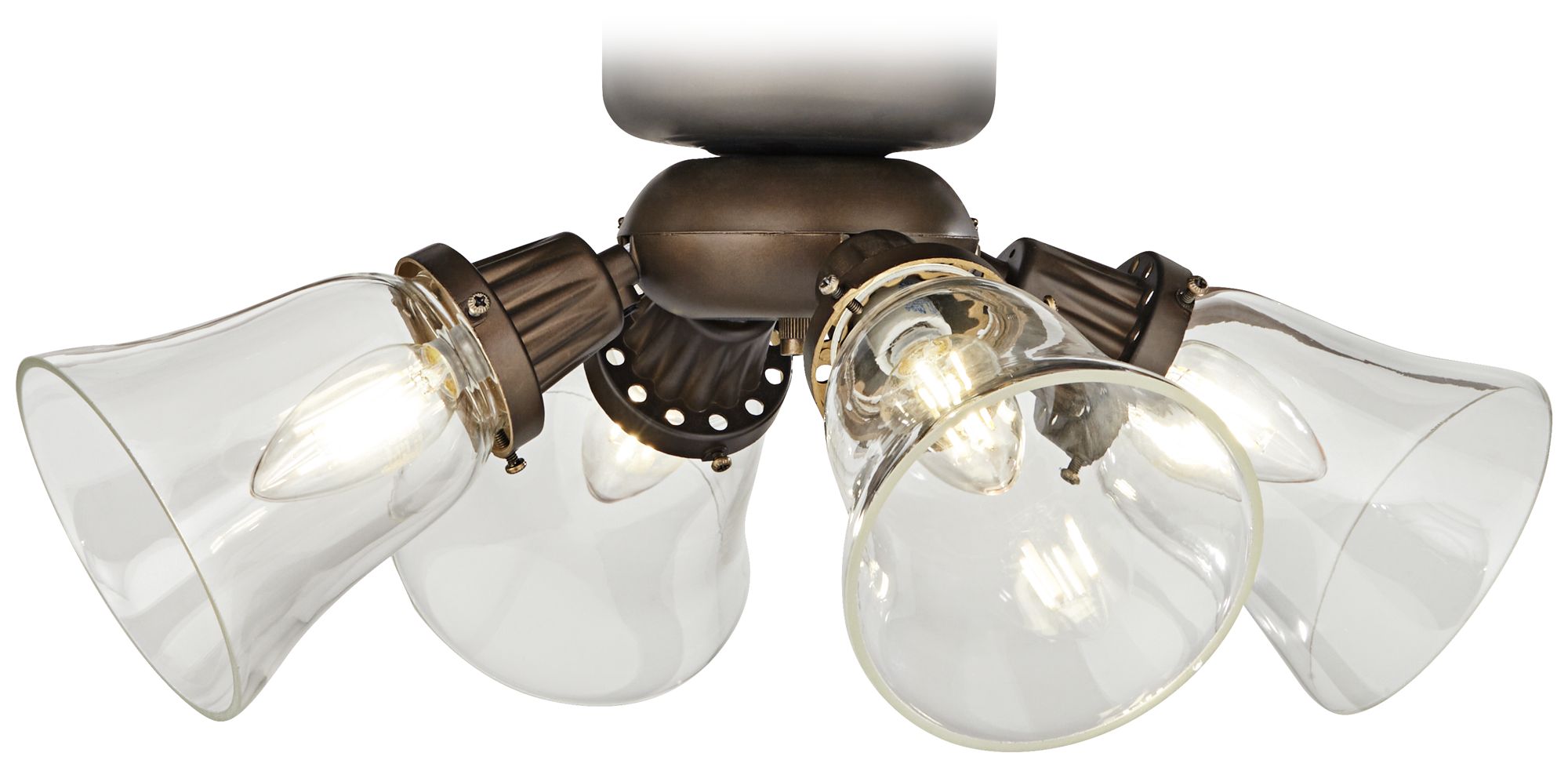 Bronze Universal Ceiling Fan LED Light Kit Clear Glass Bell Shade