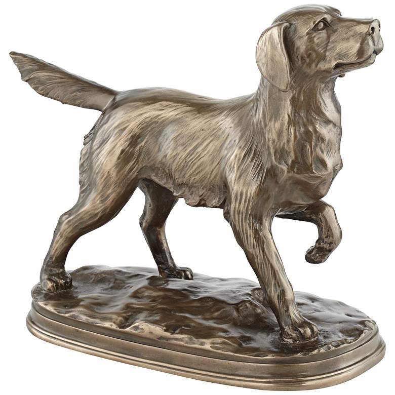 Image 1 Bronze Walking Dog 13 1/2 inch Wide Decorative Statue