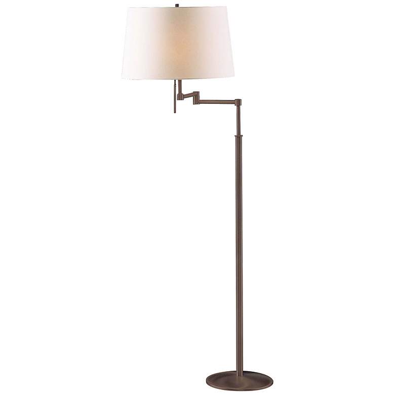 Image 1 Bronze White Shade Swing Arm Holtkoetter Floor Lamp