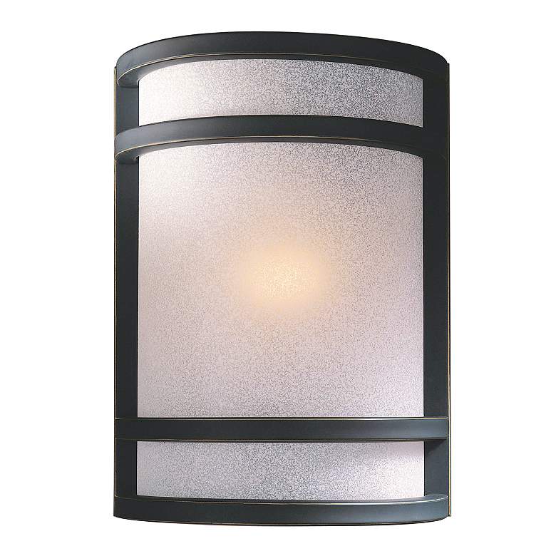 Image 1 Bronze With French Scavo Glass 9 1/2 inch High Wall Sconce