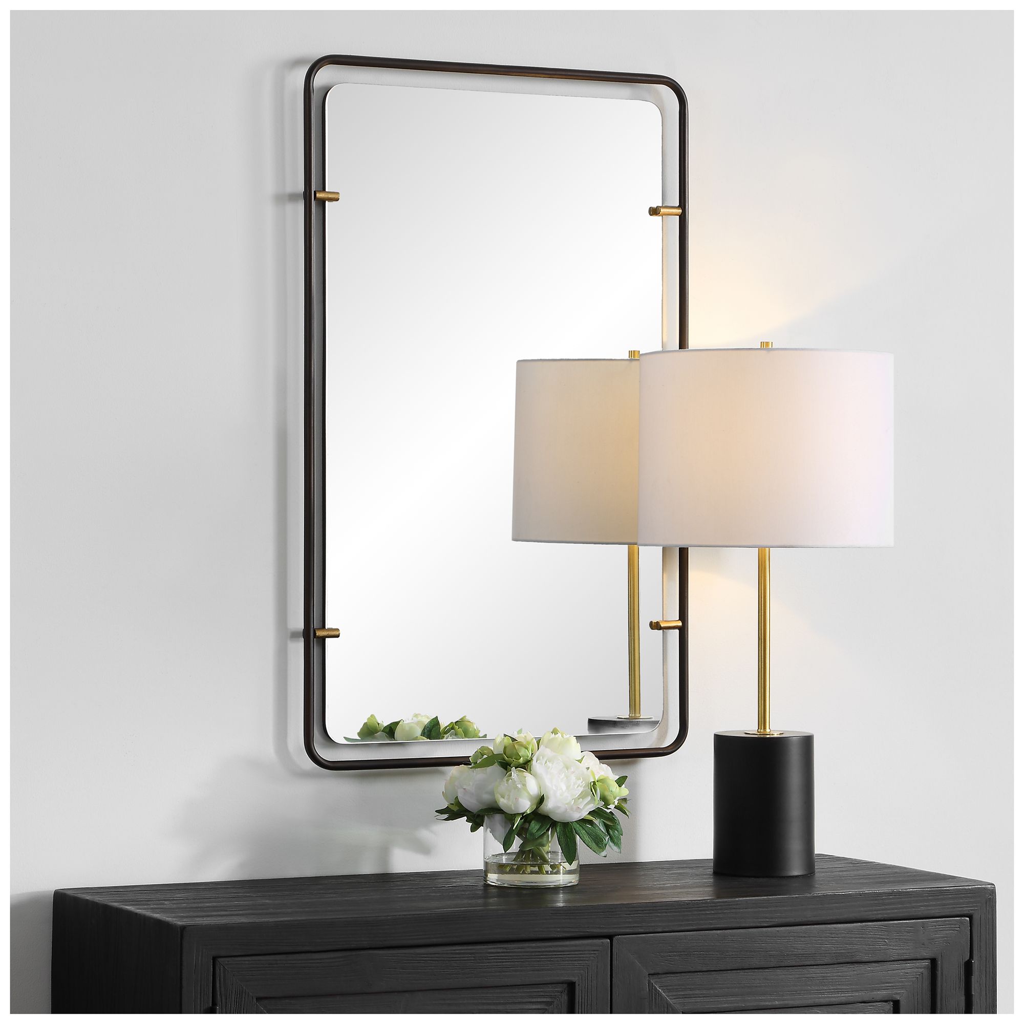 Image 3 Bronze with Gold Leaf 22" x 36" Wall Mirror more views
