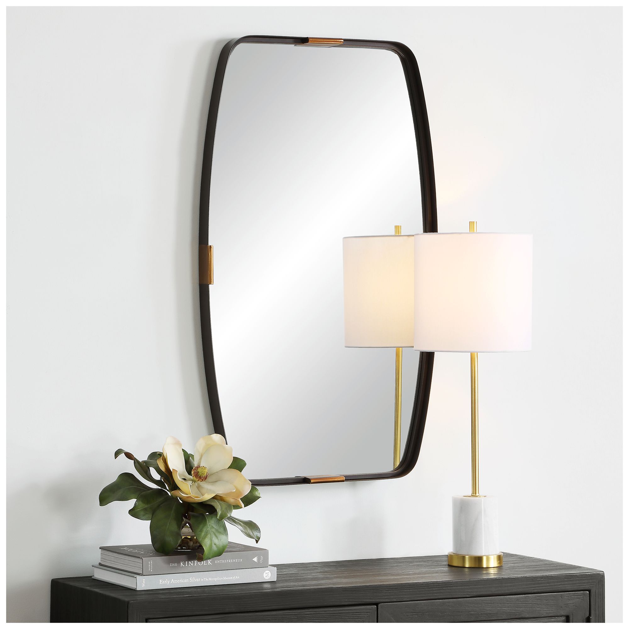 Image 4 Bronze with Gold Tabs 22" x 38" Wall Mirror more views