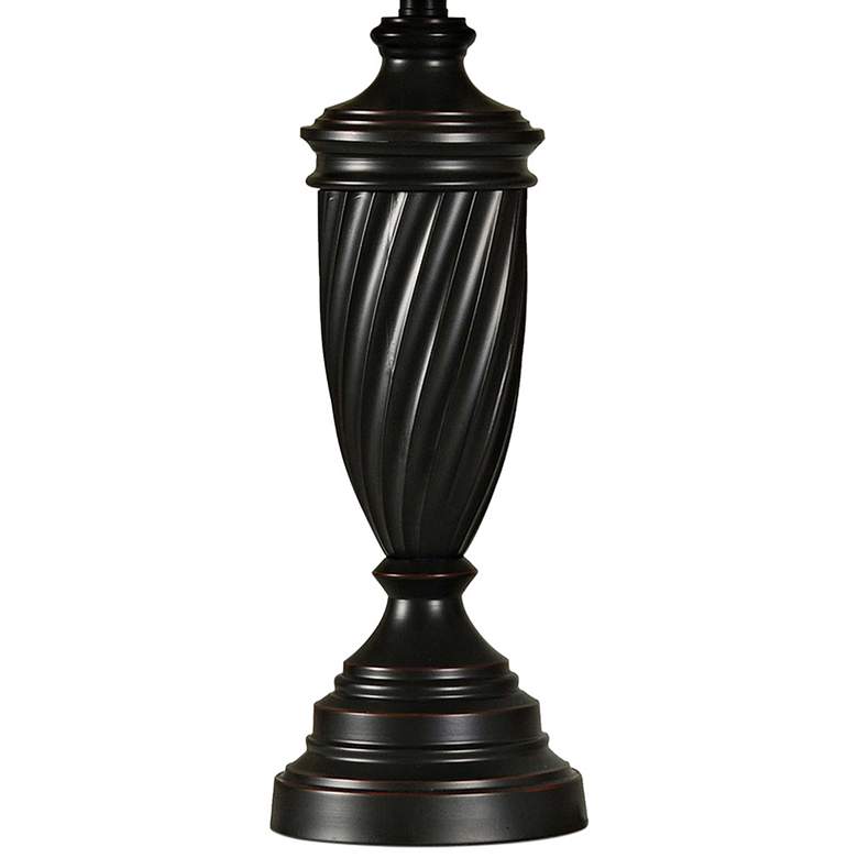 Image 3 Bronze Wood Table Lamp with Cream Hardback Shade Set of 2 more views